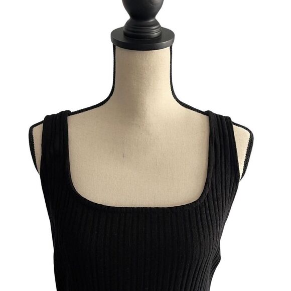 All in Favor Black Rib Knit Apron Wrap Maxi Dress Size: XL Color: Black - Picture 2 of 11